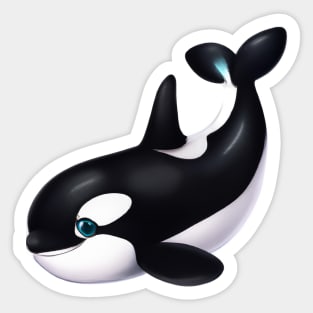 Cute Orca Drawing Sticker